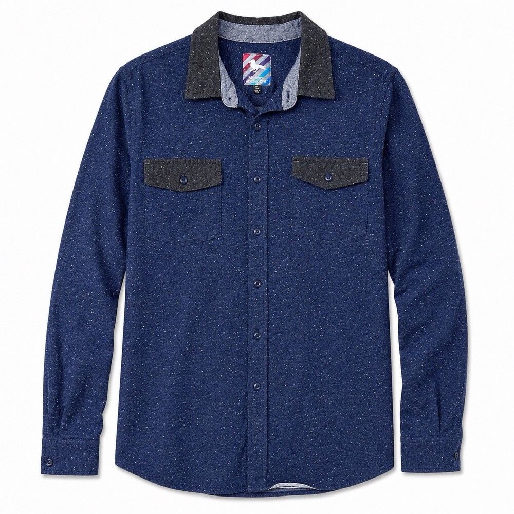Modern Amusement Shirt Men's XL Blue Speckled Button Front Long Sleeve Casual